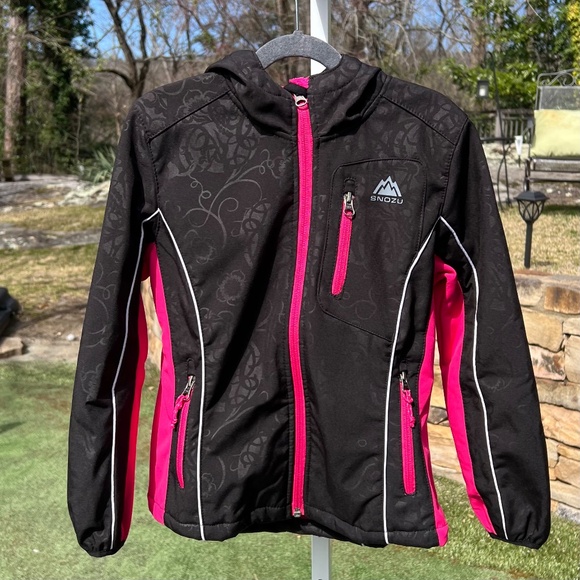 Snozu Hooded Black and Hot Pink Ski Jacket - Picture 1 of 15